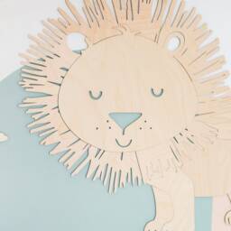 Lion Wooden Wall Decor For Nursery, Safari Animal Art Kids Room, Montessori Nursery Decoration - thumbnail 2