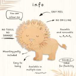 Lion Wooden Wall Decor For Nursery, Safari Animal Art Kids Room, Montessori Nursery Decoration - thumbnail 3