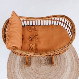 Linen Bedding Set For Newborn in Terracotta Color, Baby Set, Duvet Cover & Pillowcase Girl, Crib - thumbnail 3