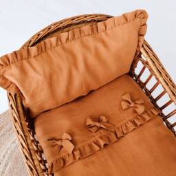 Linen Bedding Set For Newborn in Terracotta Color, Baby Set, Duvet Cover & Pillowcase Girl, Crib - thumbnail 2