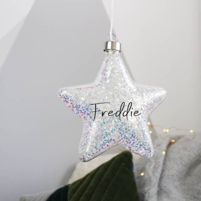 Christmas Star Hanging Decoration Light Bauble - Up Personalised Night Glitter - image 1