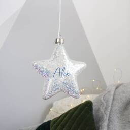 Christmas Star Hanging Decoration Light Bauble - Up Personalised Night Glitter - thumbnail 2