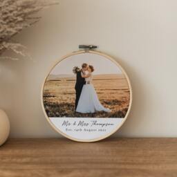 Personalised Wedding Photo Embroidery Hoop, Cotton Anniversary Gift, 2nd Anniversary, Date Frame, Framed Print - thumbnail 2