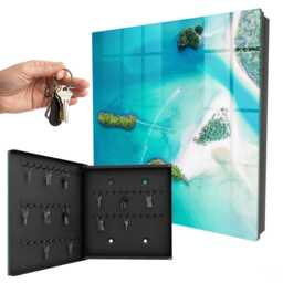 Exotic Beaches Wall Mounted Key Cabinet, Turquoise Box For Home, Photographic Landscapes, Lovers Of Adventure & Exoticism - thumbnail 1