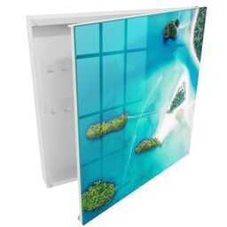 Exotic Beaches Wall Mounted Key Cabinet, Turquoise Box For Home, Photographic Landscapes, Lovers Of Adventure & Exoticism - thumbnail 2