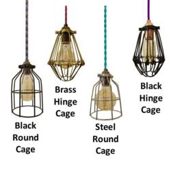 Industrial Cage Pendant Chandelier - 5 , 7 9, Or 14 Black Wire Shade Hanging Pendants Industrial Bathroom - thumbnail 4