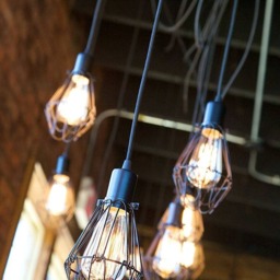 Industrial Cage Pendant Chandelier - 5 , 7 9, Or 14 Black Wire Shade Hanging Pendants Industrial Bathroom - thumbnail 3