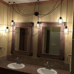 Industrial Cage Pendant Chandelier - 5 , 7 9, Or 14 Black Wire Shade Hanging Pendants Industrial Bathroom - thumbnail 2