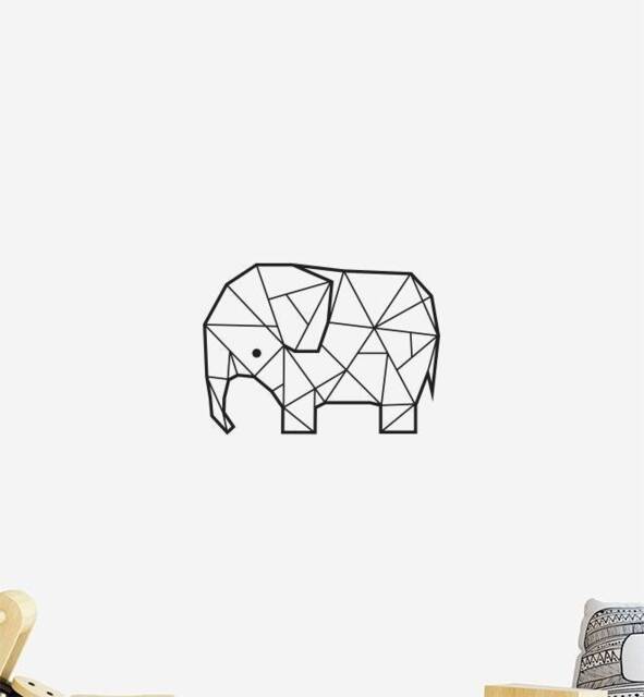Geometric Elephant Wall Sticker Decal - Illustration Stickers, Animals Decals, Home Decor, Art, Illustrations