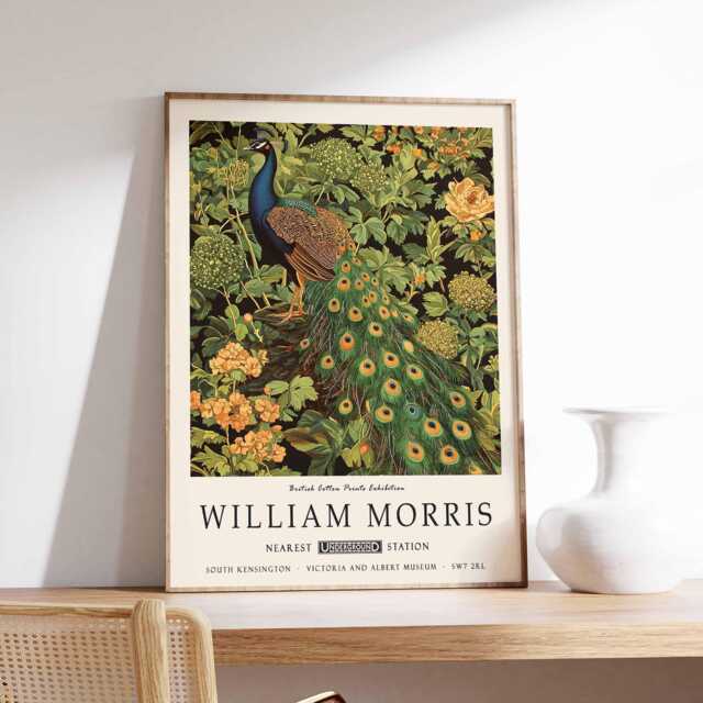 William Morris Poster, Peacock Print, Animal Floral Botanical Decor, Kew Gardens Art, Wall Art - image 1