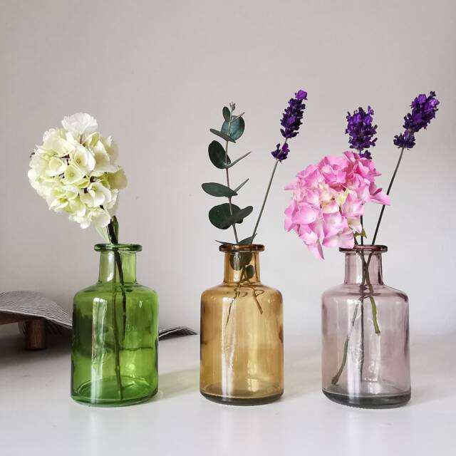Tall Glass Bottle Vases Trio Coloured Bottles Teachers Gift Spring Home Decor Party Wedding Table Decoration Supply Birthday - image 1