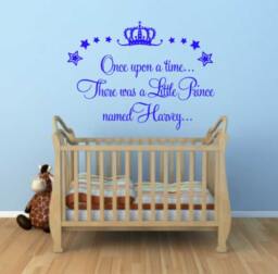 Personalised Nursery Wall Decal Once Upon A Time There Was Little Prince Sticker Boys Bedroom Baby Room Gift - thumbnail 1