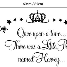 Personalised Nursery Wall Decal Once Upon A Time There Was Little Prince Sticker Boys Bedroom Baby Room Gift - thumbnail 2