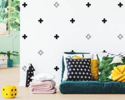 Plus Sign Wall Decals - Swiss Cross Decals, Modern Geometric Gold Removable Art, Scandinavian Decor