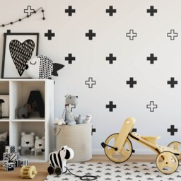 Plus Sign Wall Decals - Swiss Cross Decals, Modern Geometric Gold Removable Art, Scandinavian Decor - thumbnail 2