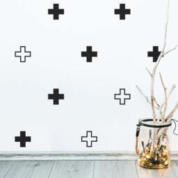 Plus Sign Wall Decals - Swiss Cross Decals, Modern Geometric Gold Removable Art, Scandinavian Decor - thumbnail 3