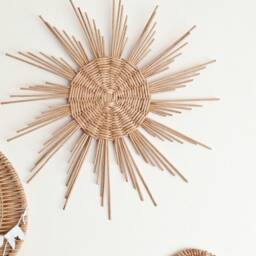 Wicker Nursery Wall Decor Celestial Sun, Cloud, Hot Air Balloons Set - thumbnail 3