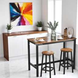 Bar Stools Set Of 2 Rustic Industrial Kitchen Counter Height Chairs Backless Wood Seat Metal Frame Breakfast Tall Stool - thumbnail 3