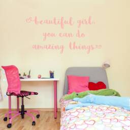 Beautiful Girl Wall Sticker Quote, Quote Decal, Unicorn Room Decor - thumbnail 2