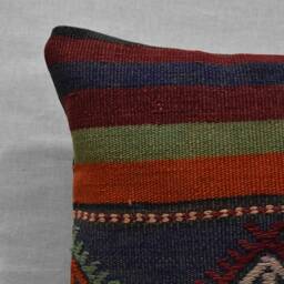 "Handwoven Turkish Kilim Pillow Cover Wool Home Decor - 16.1"" X 16.1" - thumbnail 3