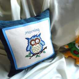 Embroidered Owl Pillow, 16 - thumbnail 2