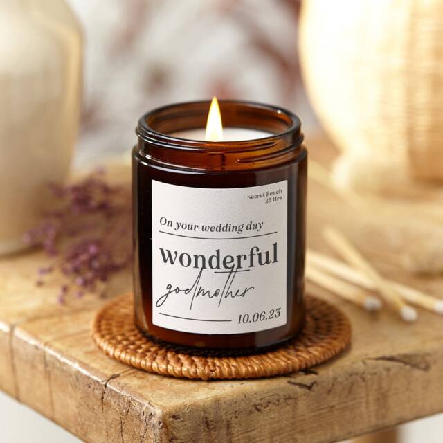 Personalised Godmother Wedding Candle Gift Soy Wax Scented - image 1