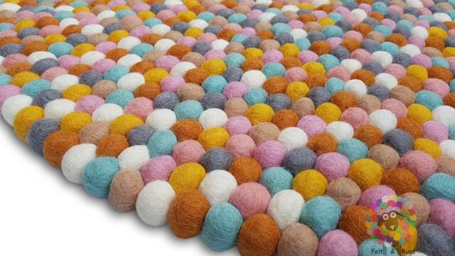 Gumball Felt Ball Rugs 90 cm - 250 Neutral Tone - Free Shipping - image 1