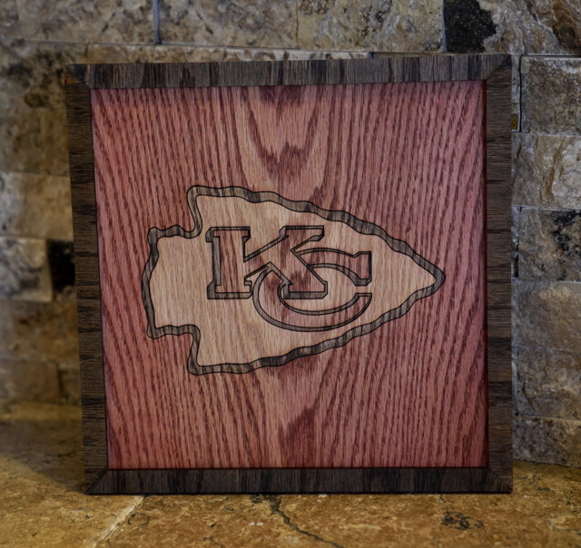 Kc Chiefs Inlaid Wood Art Wall Hanging - image 1