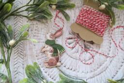 Rabbit in Scarf Wooden Decoration/Woodland Animal Christmas Tree Ornament Winter Gift Holiday Stocking Filler - thumbnail 1