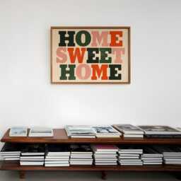 Living Room Wall Art, Bold Home Sweet Print, Hallway Typography Retro Prints, Mid Century Art - thumbnail 3