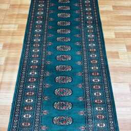 2.6x9 Emerald Green Bokhara Rug - Runner Hallway Luxury Bukhara Fine Quality Woolen Afghan - thumbnail 3