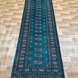 2.6x9 Emerald Green Bokhara Rug - Runner Hallway Luxury Bukhara Fine Quality Woolen Afghan - thumbnail 2