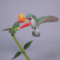 Open-Winged Broad-Tailed Hummingbird No.3 Hand Carved Wooden Bird - thumbnail 3