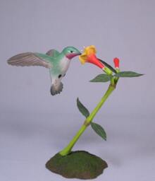 Open-Winged Broad-Tailed Hummingbird No.3 Hand Carved Wooden Bird - thumbnail 1