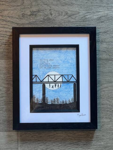The Lost Boys Hand Drawn Original Framed Artwork With Quote From The Film in Typewriter Font - image 1