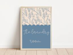 Laundry Room Print. Beautiful Blue Flower Laundry Sign, This Wall Art Makes The Perfect Or Utility Accessory - Print Only - thumbnail 1