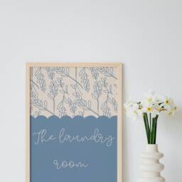 Laundry Room Print. Beautiful Blue Flower Laundry Sign, This Wall Art Makes The Perfect Or Utility Accessory - Print Only - thumbnail 3