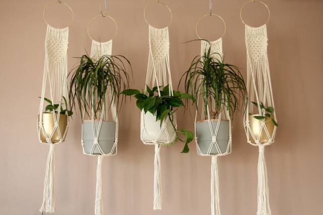 Macrame Plant Hanger/Heart Shape Love Happiness Houseplant Holder Hanging Plants - image 1