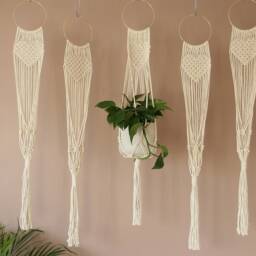 Macrame Plant Hanger/Heart Shape Love Happiness Houseplant Holder Hanging Plants - thumbnail 3