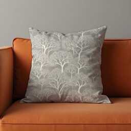 Grey Tree Cushion Cover, Scandinavian Woodland Pillow Case, Modern Nature Throw Pillowcase - thumbnail 3