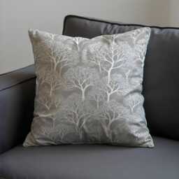 Grey Tree Cushion Cover, Scandinavian Woodland Pillow Case, Modern Nature Throw Pillowcase