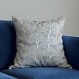 Grey Tree Cushion Cover, Scandinavian Woodland Pillow Case, Modern Nature Throw Pillowcase - thumbnail 4