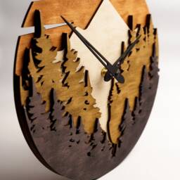 Mountain Wall Clock, Mountain Wood Art, Forest Clock, Forest Clock, Wood Clock, Wooden Clock - thumbnail 3