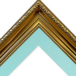 Large Shabby Chic Gold Photo Frame With Blue Mount - thumbnail 2