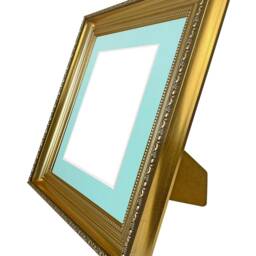 Large Shabby Chic Gold Photo Frame With Blue Mount - thumbnail 3