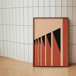 Bauhaus Architecture Art Print - Sunset Series Dark Warm Tones Geometric Wall Minimalist - thumbnail 3