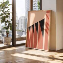 Bauhaus Architecture Art Print - Sunset Series Dark Warm Tones Geometric Wall Minimalist - thumbnail 2