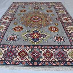 5x7 Ft Afghan Kazak Hand Knotted Area Rug, Red Luxury New Rug, Medallion Geometric Carpet, Rug For Living Room Carpet - thumbnail 2