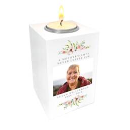 Floral Photo White Tea Light Holder - Personalised Wooden Candle, Keepsake Gift - thumbnail 4
