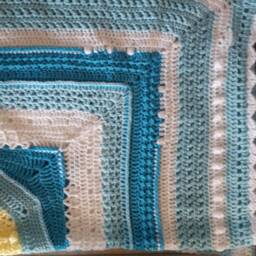 Cot Blanket, Baby Sunshine & Pale Turquoise Pretty Design For Cot Or Pram, Gift - thumbnail 4
